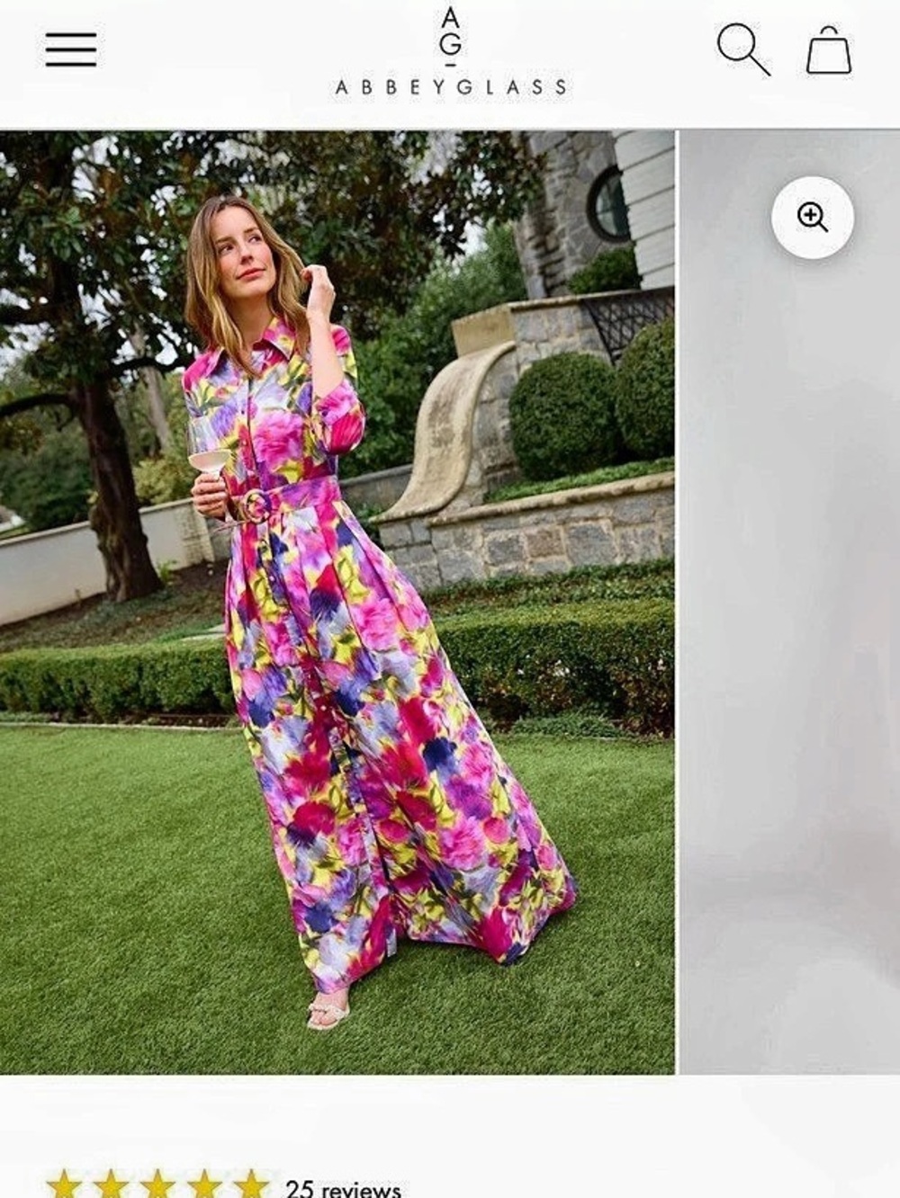 Abbey Glass Cecilia Gown Floral Maxi Gown in Pink & Green Like New